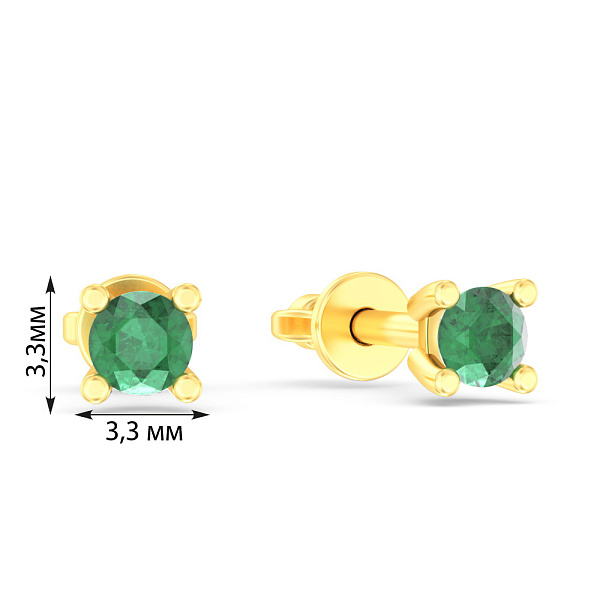 Золоті пусети зі смарагдом (арт. Т011089жи) – зображення 2