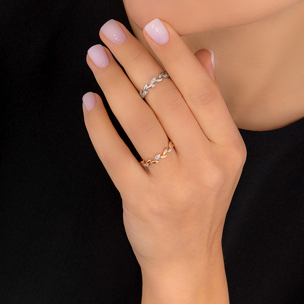 Золотое кольцо Веточка с бриллиантами (арт. К011787) – изображение 2