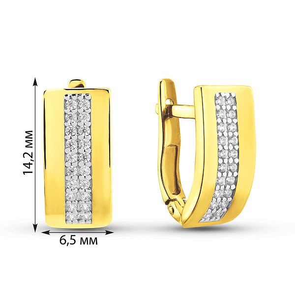Золотые серьги с фианитами (арт. 111600ж) – изображение 2