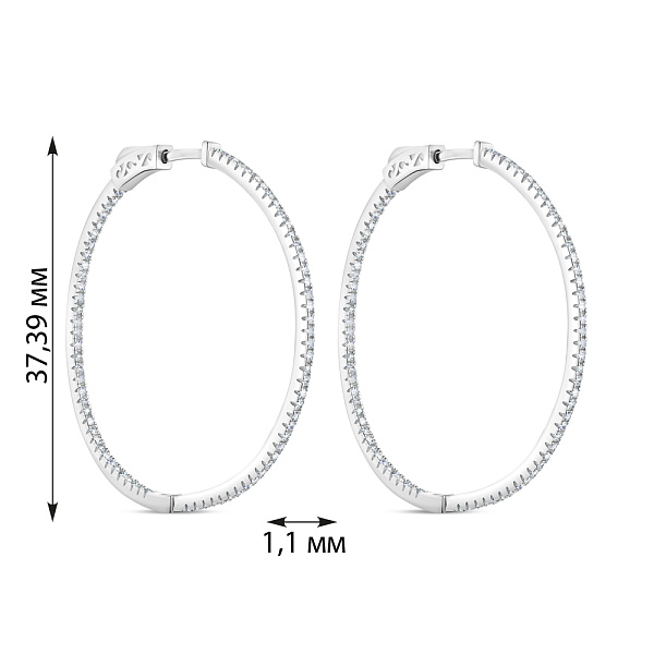 Серьги-кольца из серебра с дорожкой из фианитов (арт. 7502/2809/40) – изображение 2