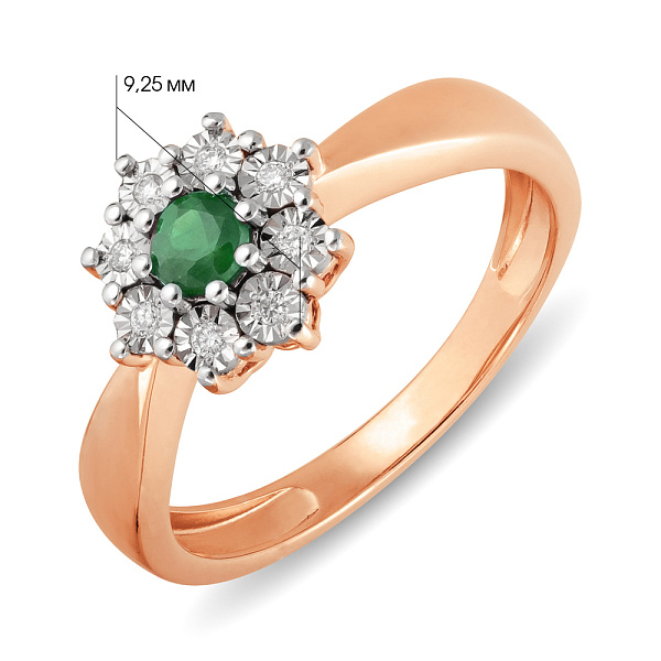 Золота каблучка зі смарагдом та діамантами (арт. К011062и) – зображення 3