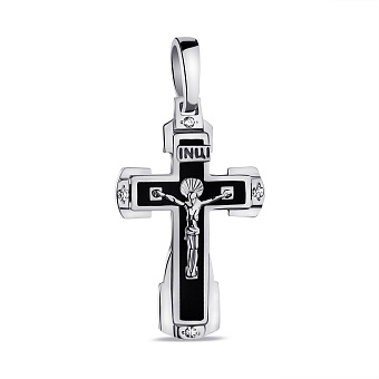 Фото Крестик из серебра с эмалью (арт. 7504/2-1168.0.2)