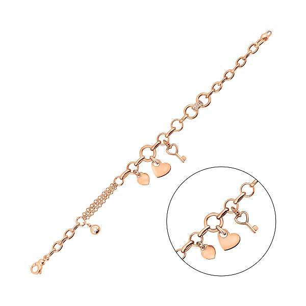 Широкий золотой браслет с фианитами (арт. 3261405П4) – изображение 1