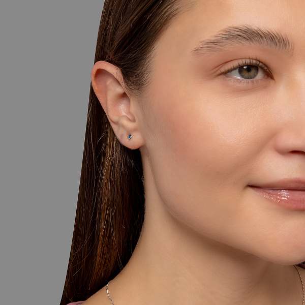 Золота одинарна сережка з фіанітом (арт. 110314бсЯ) – зображення 3