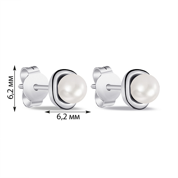 Серебряные серьги-пусеты с жемчугом  (арт. 7518/6553жб) – изображение 2