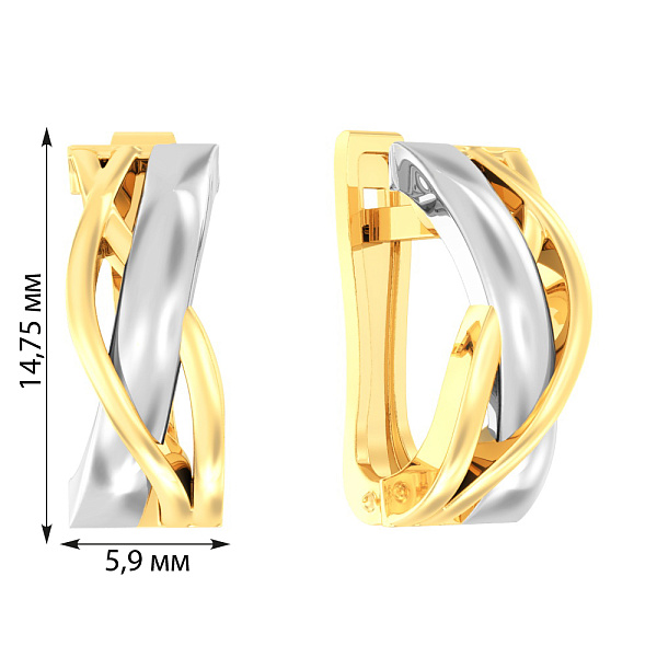 Сережки золоті Синергія з комбінованого золота (арт. 110494ж) – зображення 2