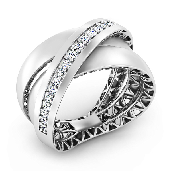 Кольцо Francelli из белого золота с фианитами (арт. 140010б) – изображение 1