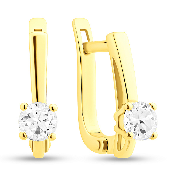 Золотые сережки в желтом цвете металла с фианитами (арт. 110529ж) – изображение 1