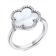Серебряное кольцо с перламутром и фианитами (арт. 7501/6532/15п)