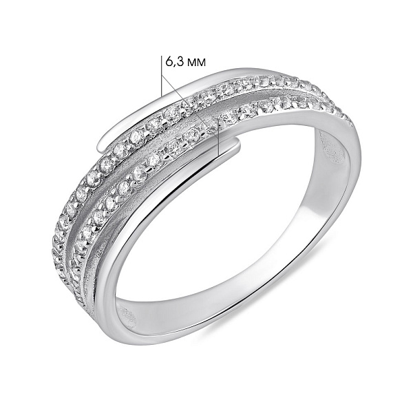 Серебряное широкое кольцо с фианитами (арт. 7501/8010) – изображение 2