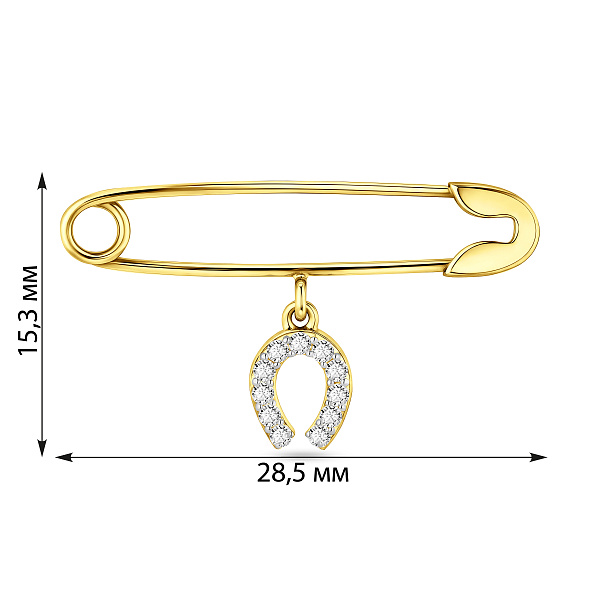 Золота шпилька Підкова з фіанітами (арт. 360029ж) – зображення 3
