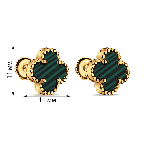 Срібні сережки з малахітом (арт. 7518/6721/10жмлх) – зображення 2