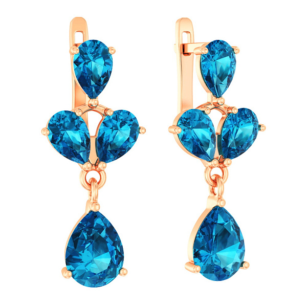 Золотые сережки с топазом (арт. 110676Пл) – изображение 1