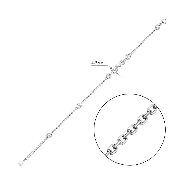 Серебряный браслет Love (арт. 7509/3904) – изображение 2