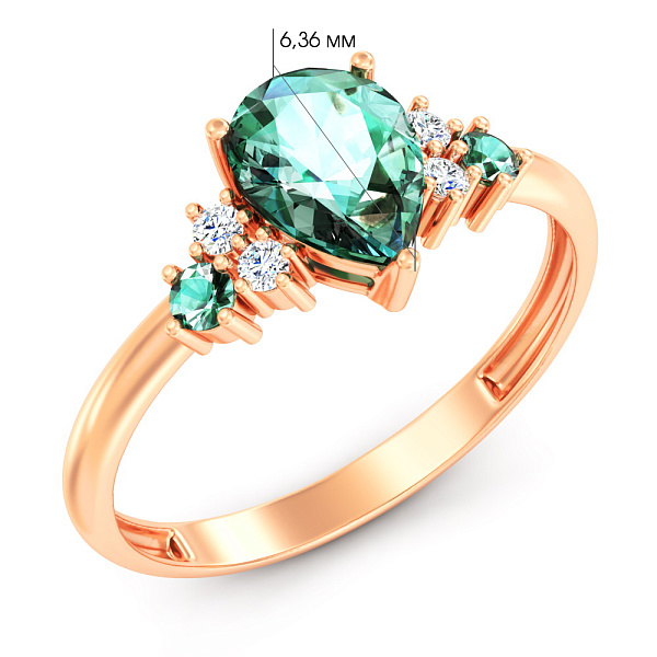 Кольцо из красного золота с кварцем и фианитами (арт. 141119Псзф) – изображение 4