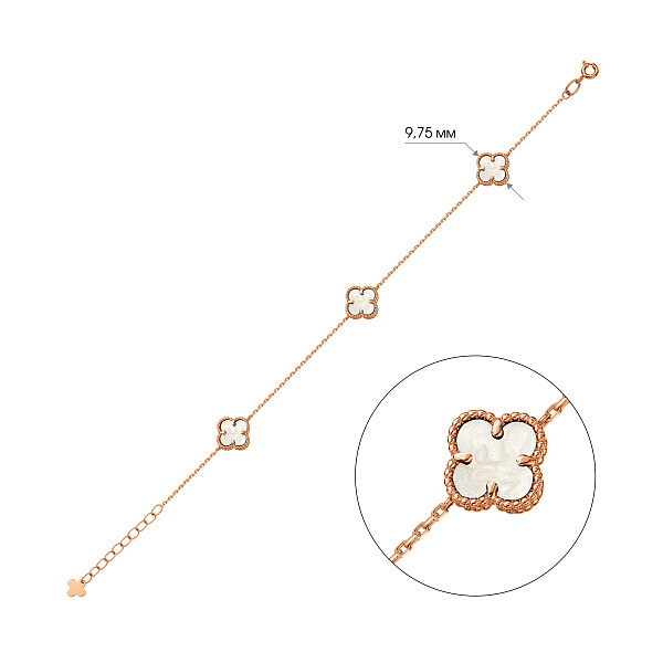 Золотой браслет Клевер с перламутром (арт. 341494/8п) – изображение 2