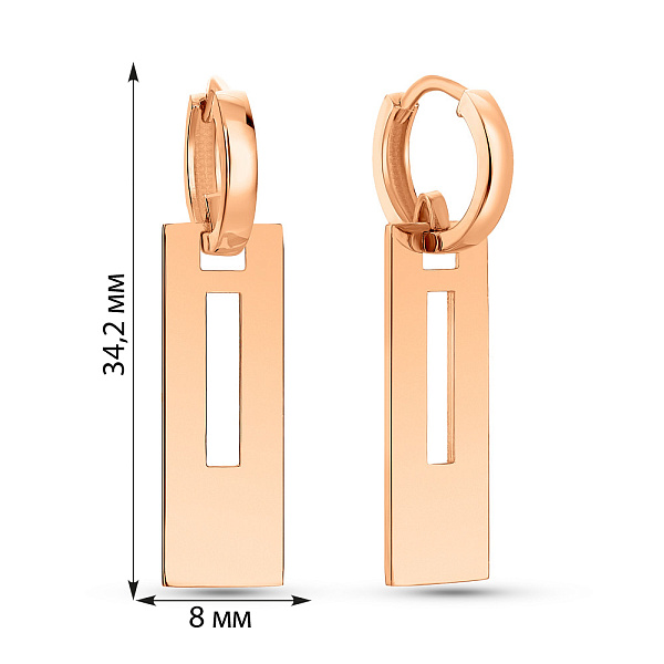 Серьги-подвески из красного золота (арт. 109673/10) – изображение 3