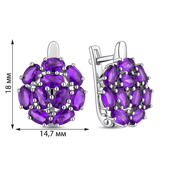 Серебряные серьги с аметистами (арт. 7502/2193913А) – изображение 2