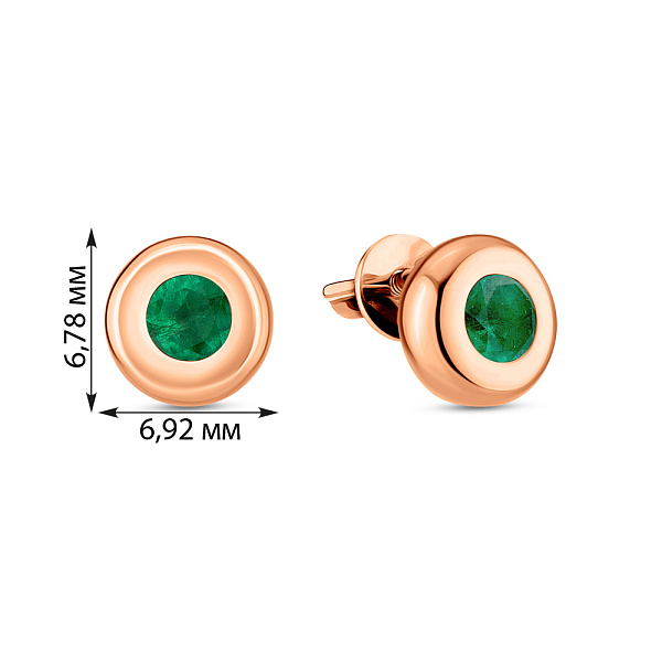 Золоті сережки пусети зі смарагдами (арт. 110572Пи) – зображення 2