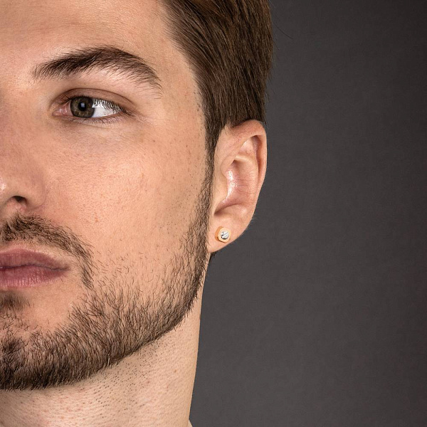 Сережки-пусети з червоного і білого золота (арт. 1101101кб) – зображення 3