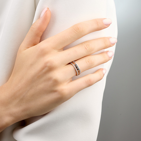 Золотое кольцо с сапфирами и бриллиантами (арт. К011040с) – изображение 2