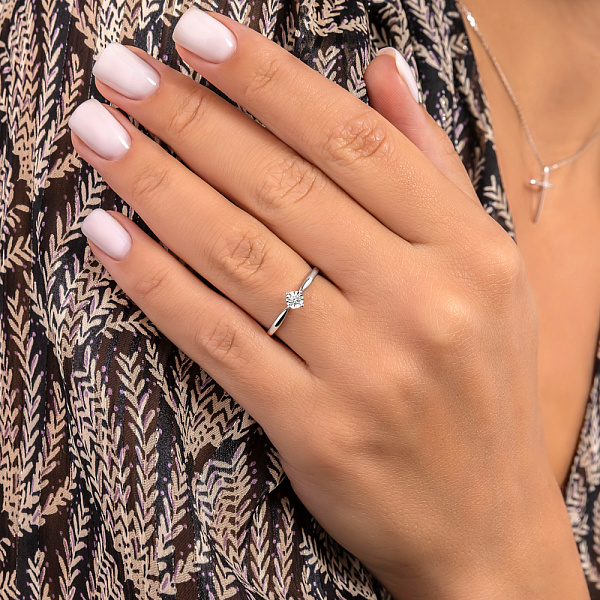 Каблучка з білого золота з діамантом (арт. К011729б) – зображення 2