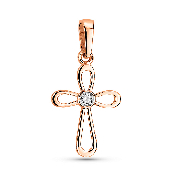 Золотая подвеска-крестик с бриллиантом (арт. П011714005) – изображение 1