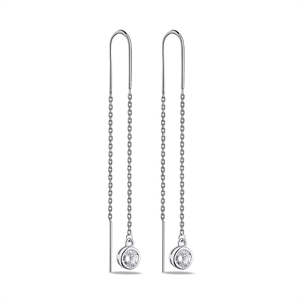 Срібні сережки-протяжки з фіанітами  (арт. 7502/С2Ф/4026) – зображення 1