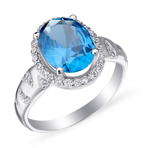Серебряное кольцо с кварцем и фианитами (арт. 7001/1524/1Пкл) – изображение 1