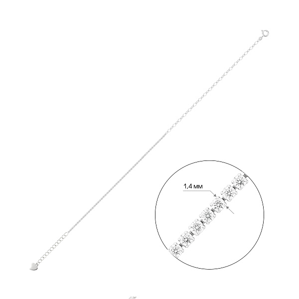 Срібний браслет на ногу з фіанітами (арт. 7509/5167н) – зображення 2