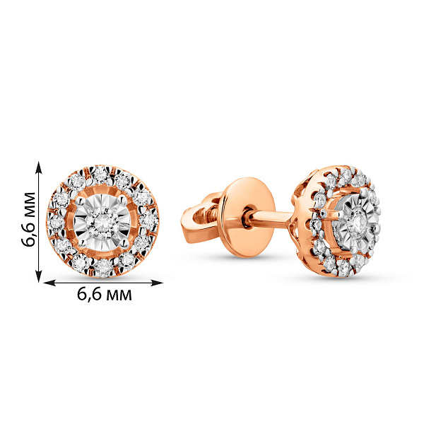 Золотые серьги пусеты с бриллиантами (арт. Т011718020) – изображение 3