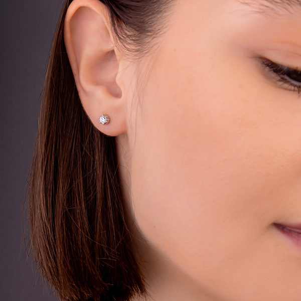 Золоті сережки пусети з діамантами (арт. Т011003015б) – зображення 2