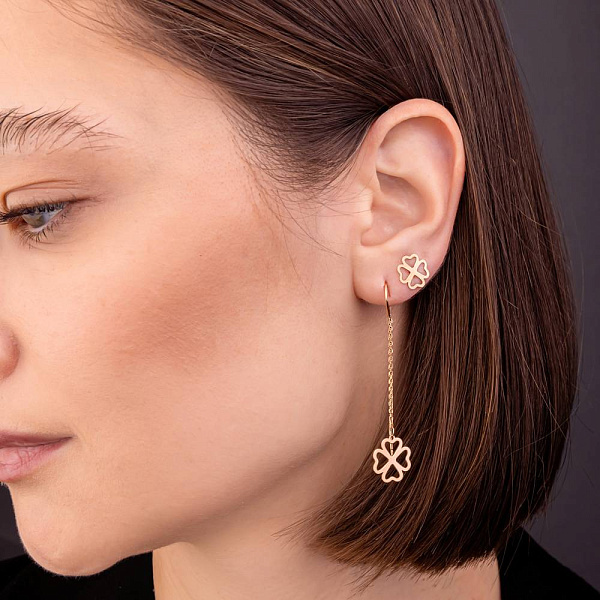 Золотые серьги-протяжки (арт. 1091266) – изображение 2