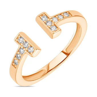 Каблучка з червоного золота з фіанітами (арт. 154575)