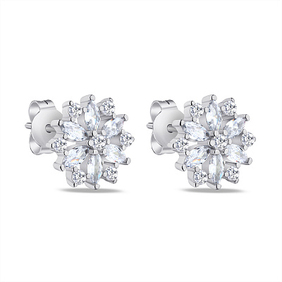 Срібні сережки-пусети з розсипом фіанітів (арт. 7518/5889)