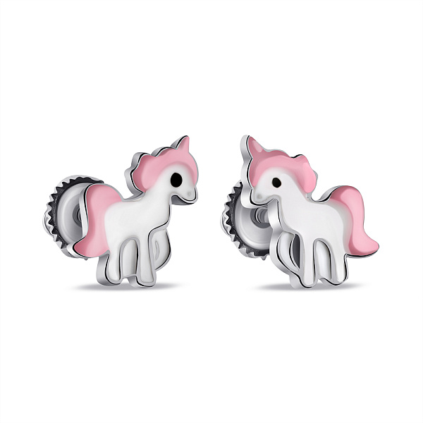 Детские серебряные серьги с эмалью (арт. 7518/7088ебр) – изображение 1