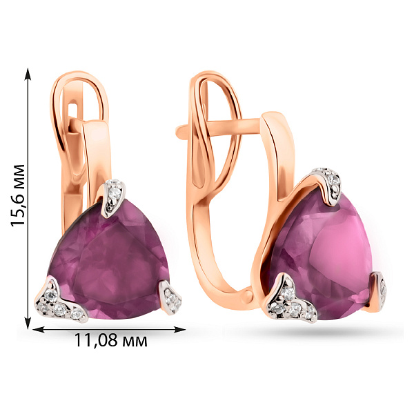 Золотые серьги с кварцем и фианитами (арт. 110421ПрГ) – изображение 2