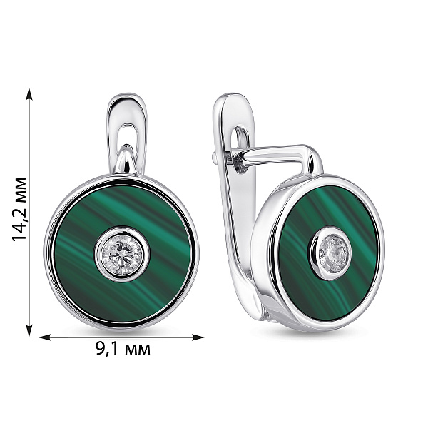 Серебряные серьги с малахитом (арт. 7502/10082млх) – изображение 2