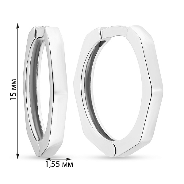 Серьги-кольца из белого золота (арт. 107823/15б) – изображение 2