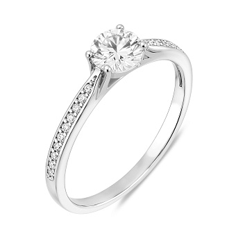 Фото Золота каблучка для заручин з фіанітами (арт. 140591б)