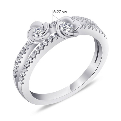 Двойное серебряное кольцо &quot;Цветок&quot; с фианитами (арт. 7501/5254)