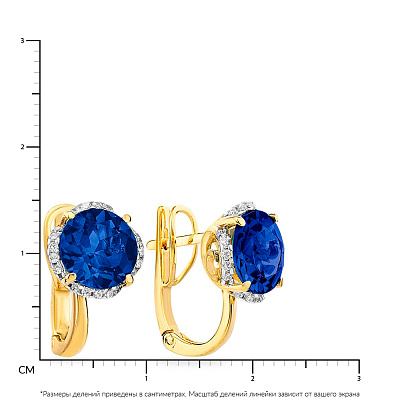 Золоті сережки з кварцом і фіанітами (арт. 110332ПжСс)
