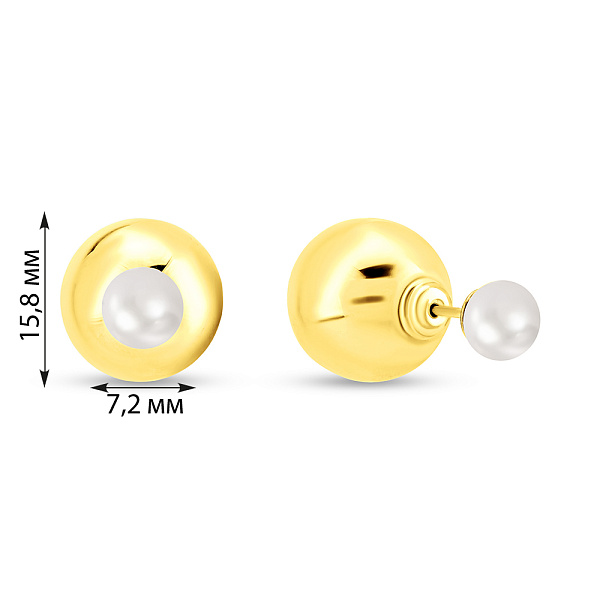 Золоті сережки з перлами (арт. 1091924жпрлб) – зображення 5