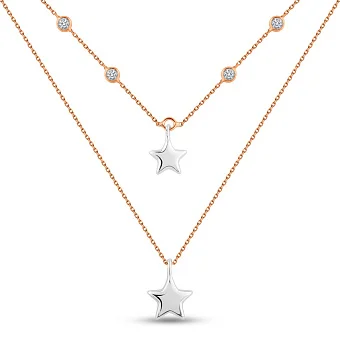 Кольє Зірочки з червоного і білого золота (арт. 352563кб)