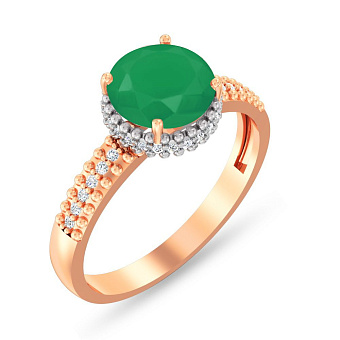 Фото Золота каблучка з оніксом і фіанітами (арт. 141100оз)