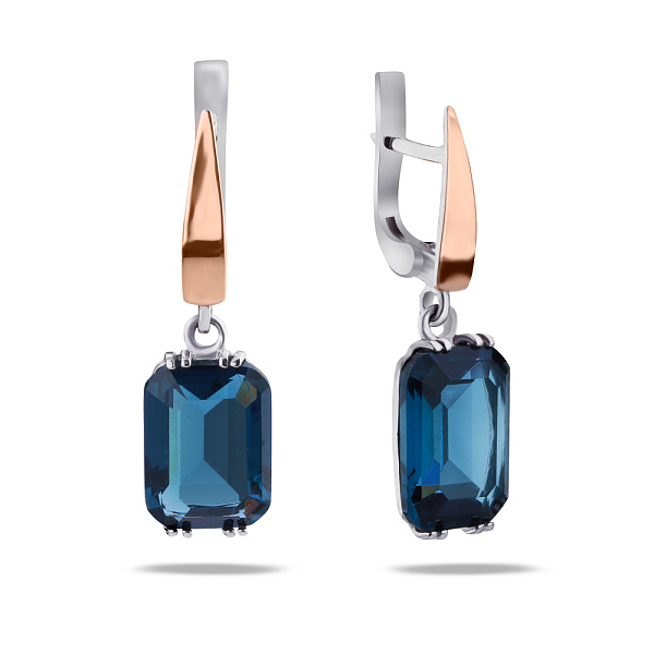 Серебряные серьги подвески с танзанитом (арт. 7202/108Тзнссп) – изображение 1