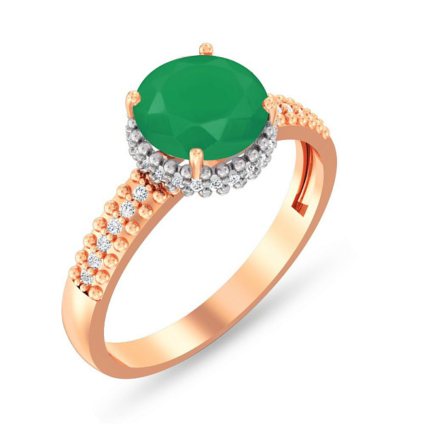 Золотое кольцо с ониксом и фианитами (арт. 141100оз) – изображение 1