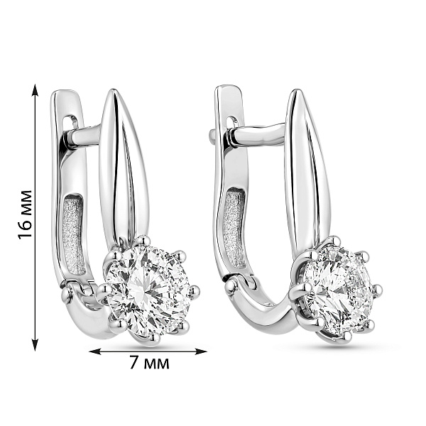 Серьги из белого золота с фианитом (арт. 112300б) – изображение 2
