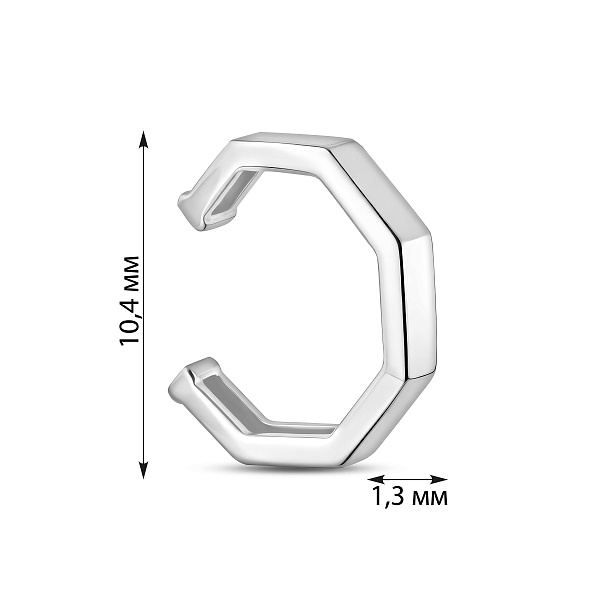 Одиночная серьга-каффа из белого золота (арт. 110851бЯ) – изображение 4