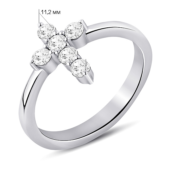 Срібна каблучка Хрестик з фіанітами (арт. 7501/8261) – зображення 2